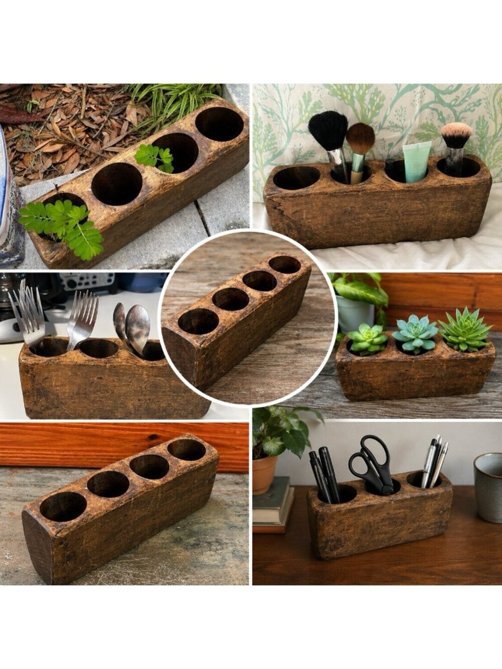 Antique Wooden Sugar Mold Primitive Rustic Farmhouse Decor Multi Use Organizer